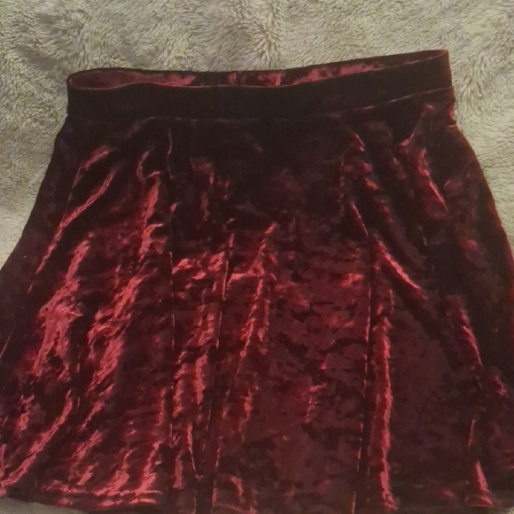 Topshop Dresses & Skirts - Topshop Velvet Skater Skirt in Deep Red
